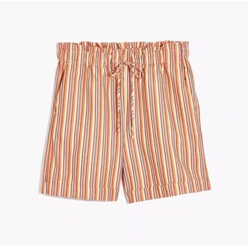 Madewell Womens Drawstring Shorts Pull On Mid Length High Rise Rainbow Stripe S